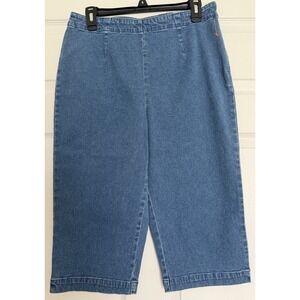 Charter Club NWT Denim Clam Diggers Size 12 Pull On Capri Jeans Medium Wash